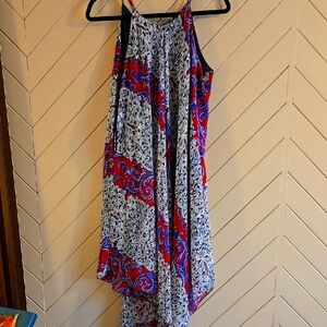 Flowy Red and Blue Paisley Dress